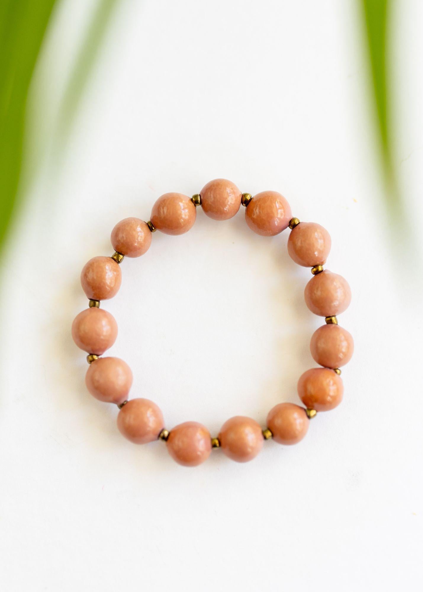 Miujiza Ceramic Beaded Bracelet | Pink Grapefruit