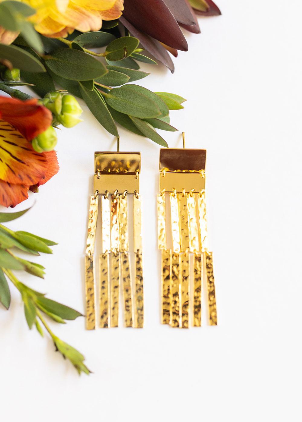 Shimmer | Hammered Gold Waterfall Earrings