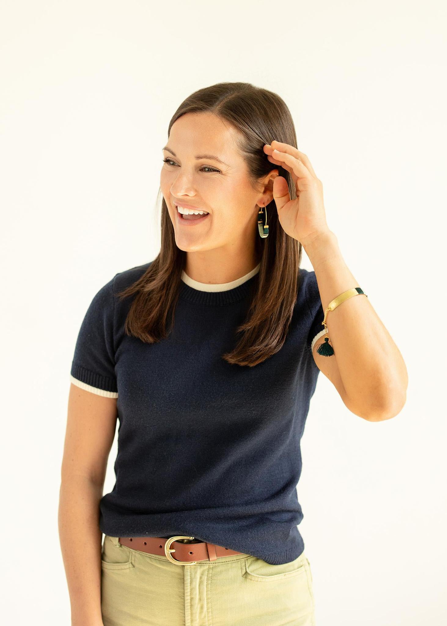 Blue Threaded Brass Cuff
