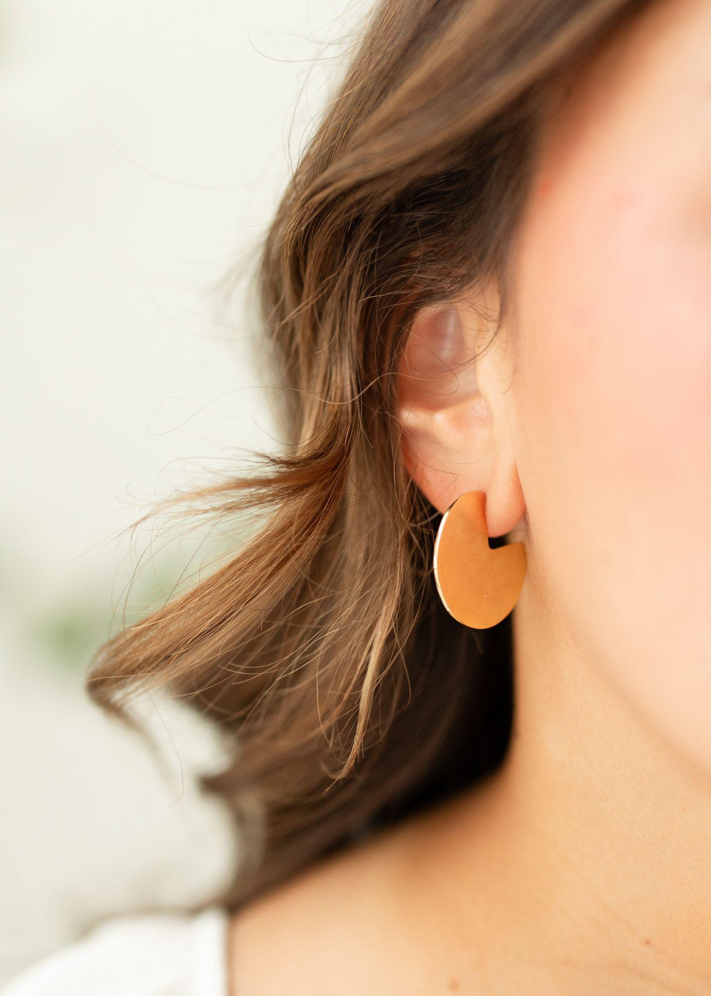 Gold Modern Disc Earrings