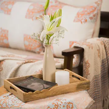 Handcarved Scalloped Elegance Mangowood Tray
