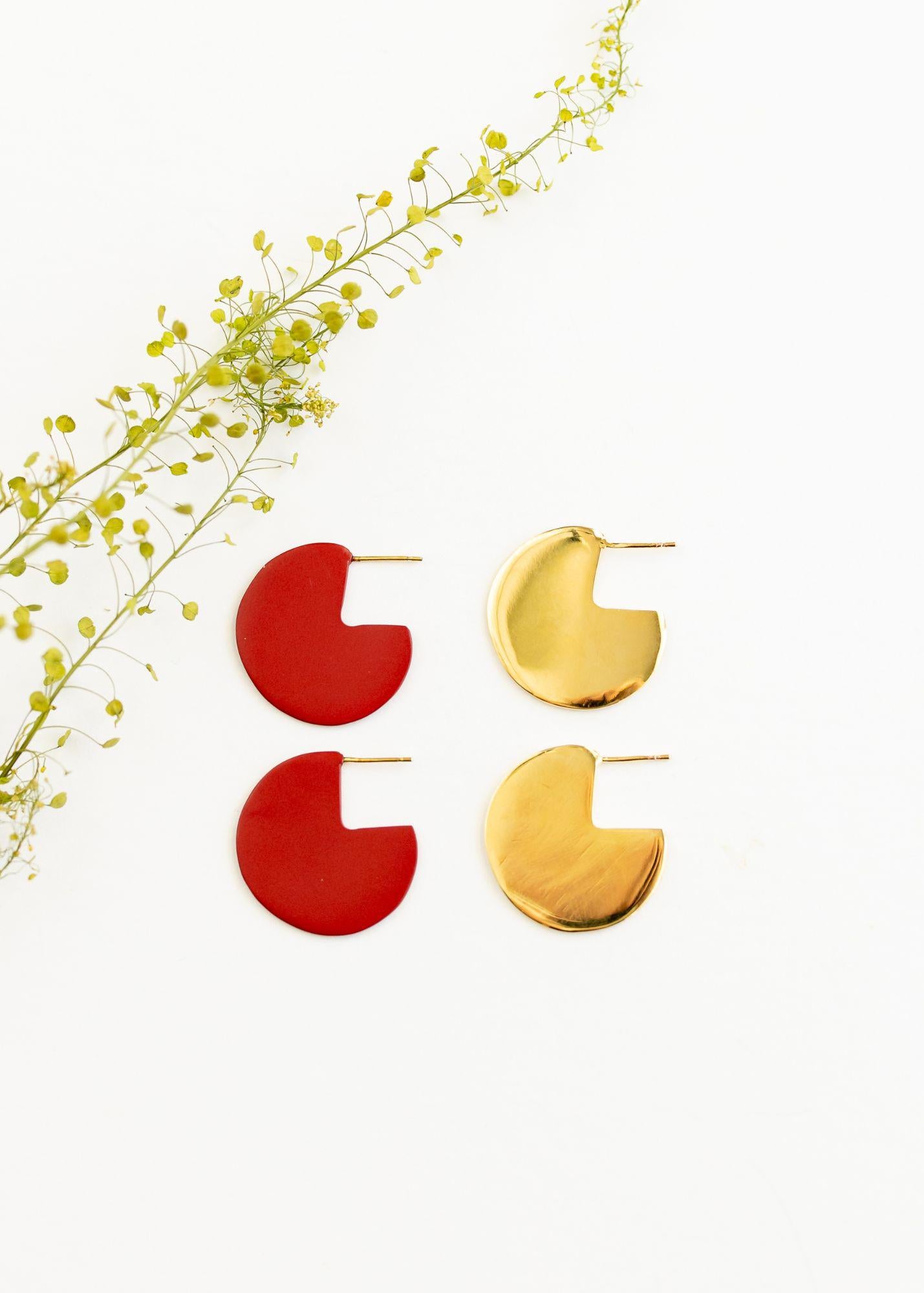 Gold Modern Disc Earrings