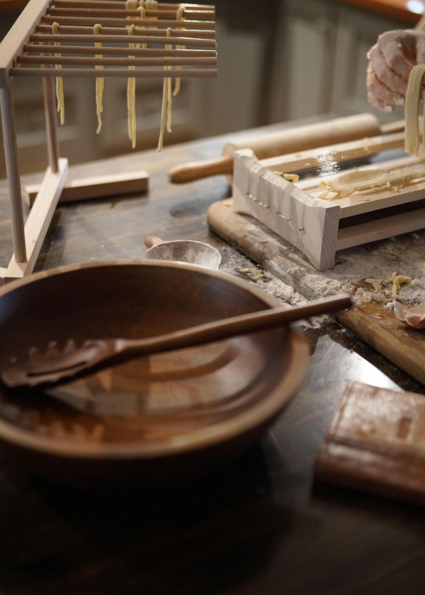 Wooden Pasta Serving Bowl + Spoon