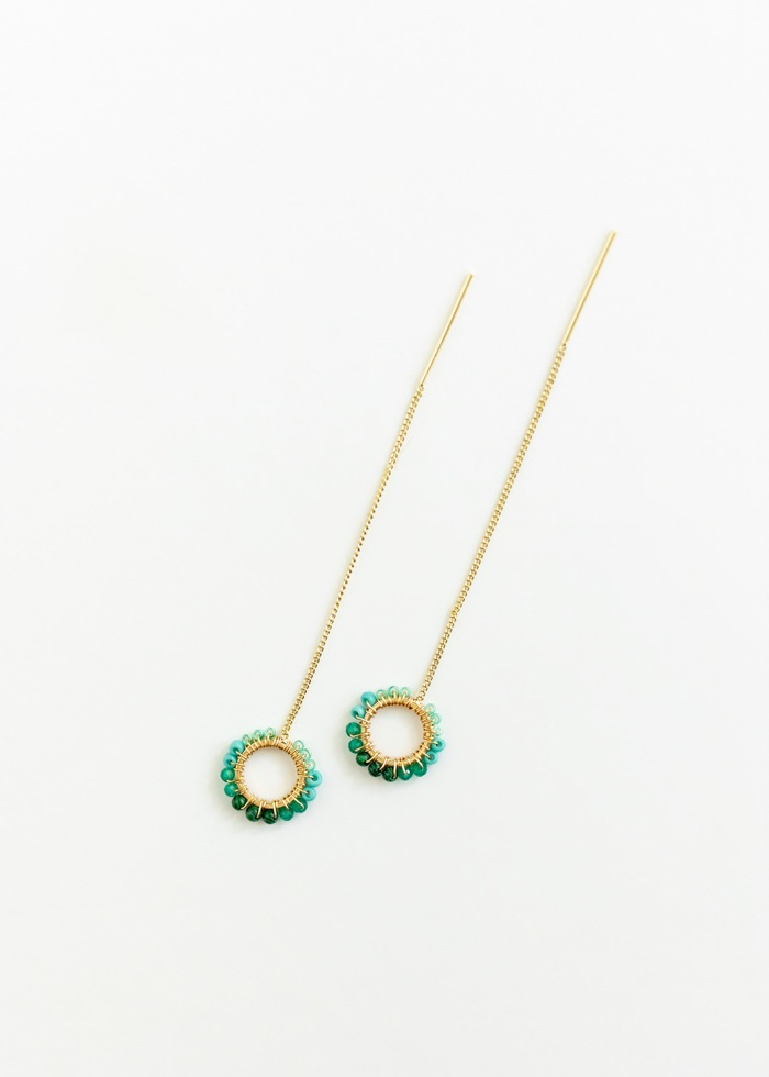 Teal Drop Threader Earrings - Mercy House Global