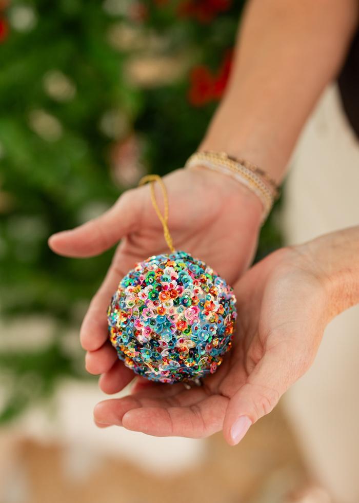 Multi-Colored Sequin Ball Ornament