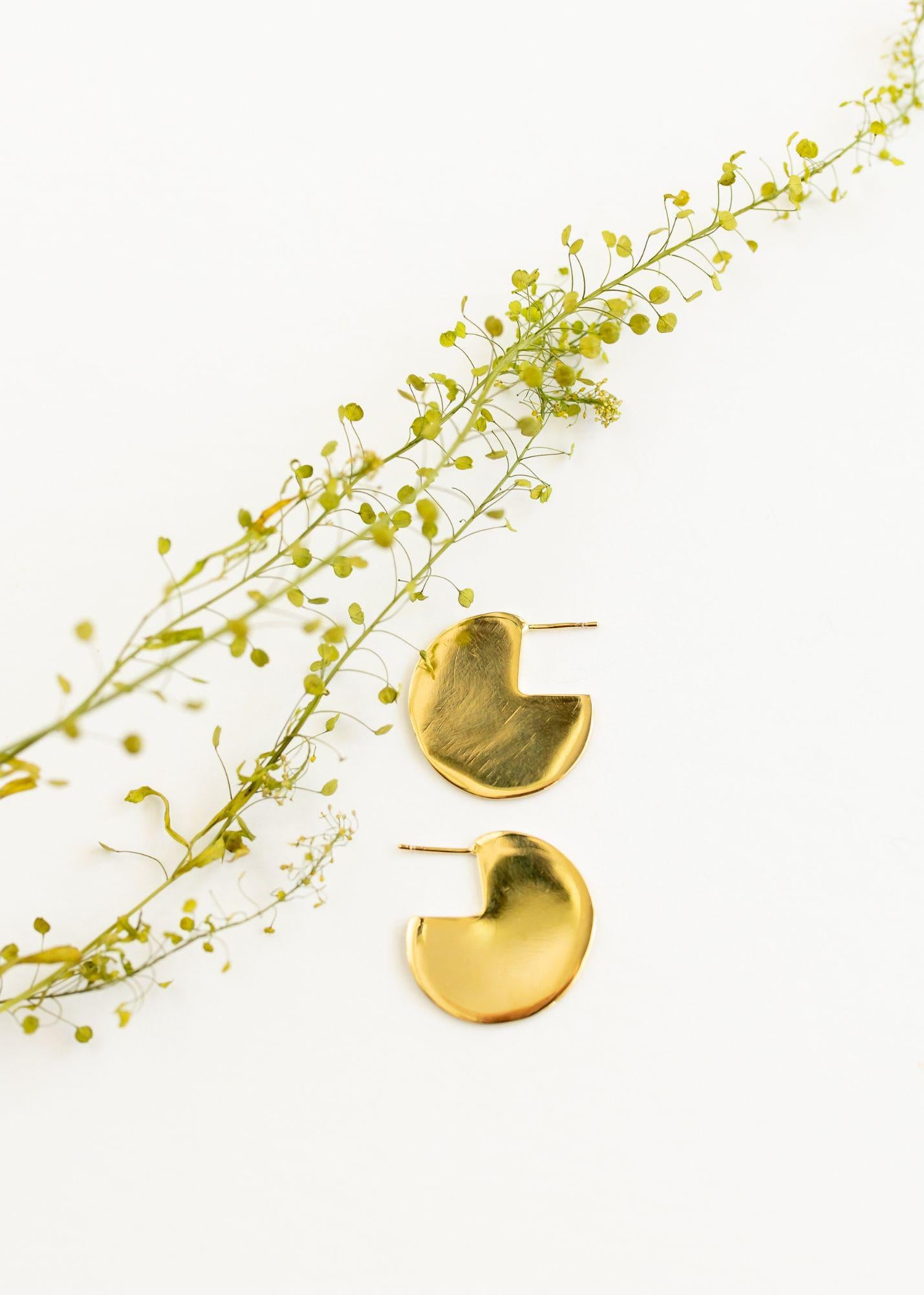 Gold Modern Disc Earrings