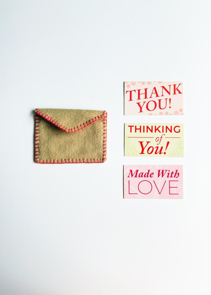 Hand-Stitched Felt Envelope with Cards
