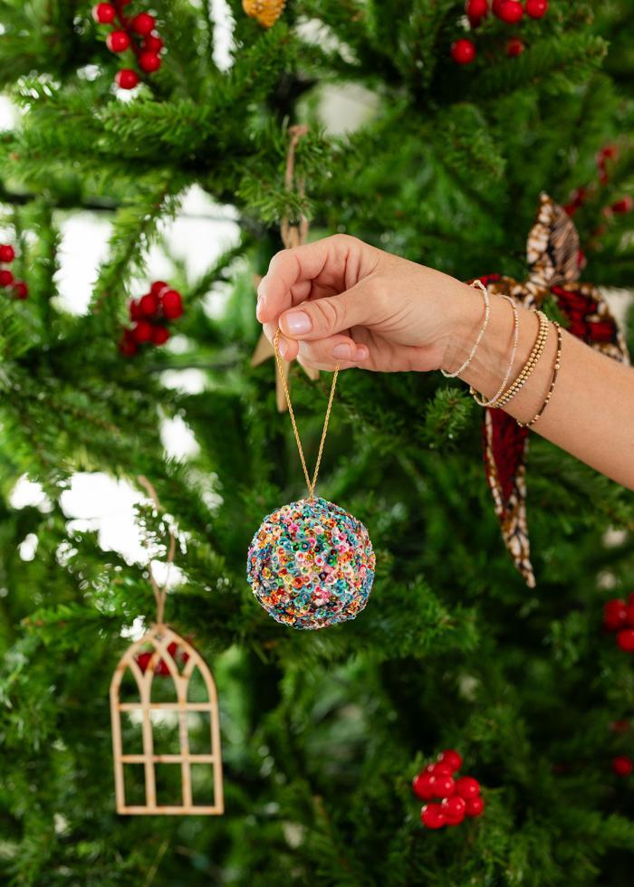 Multi-Colored Sequin Ball Ornament