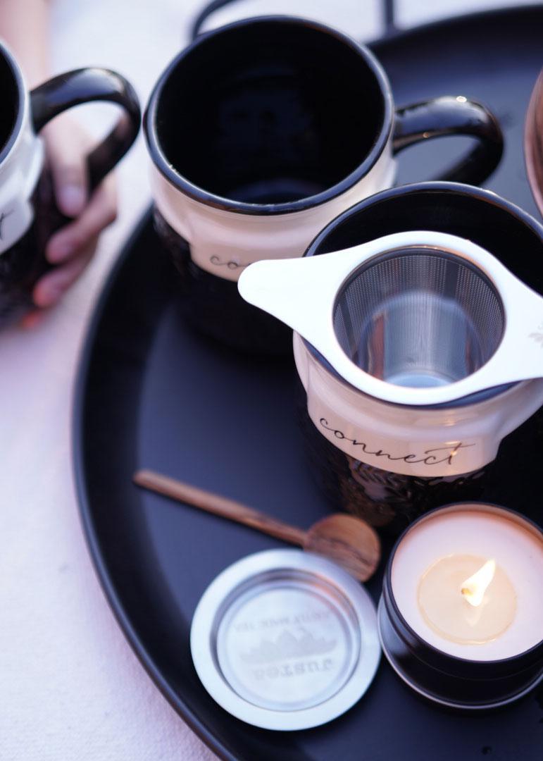 Black Metal Tray + Sandalwood Diffuser