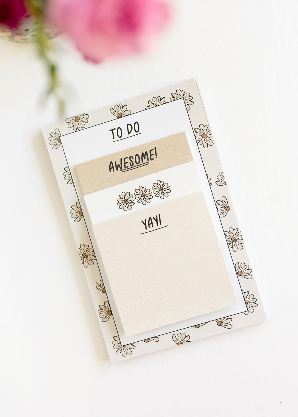 Boho Floral Notepad + Sticky Notes Set