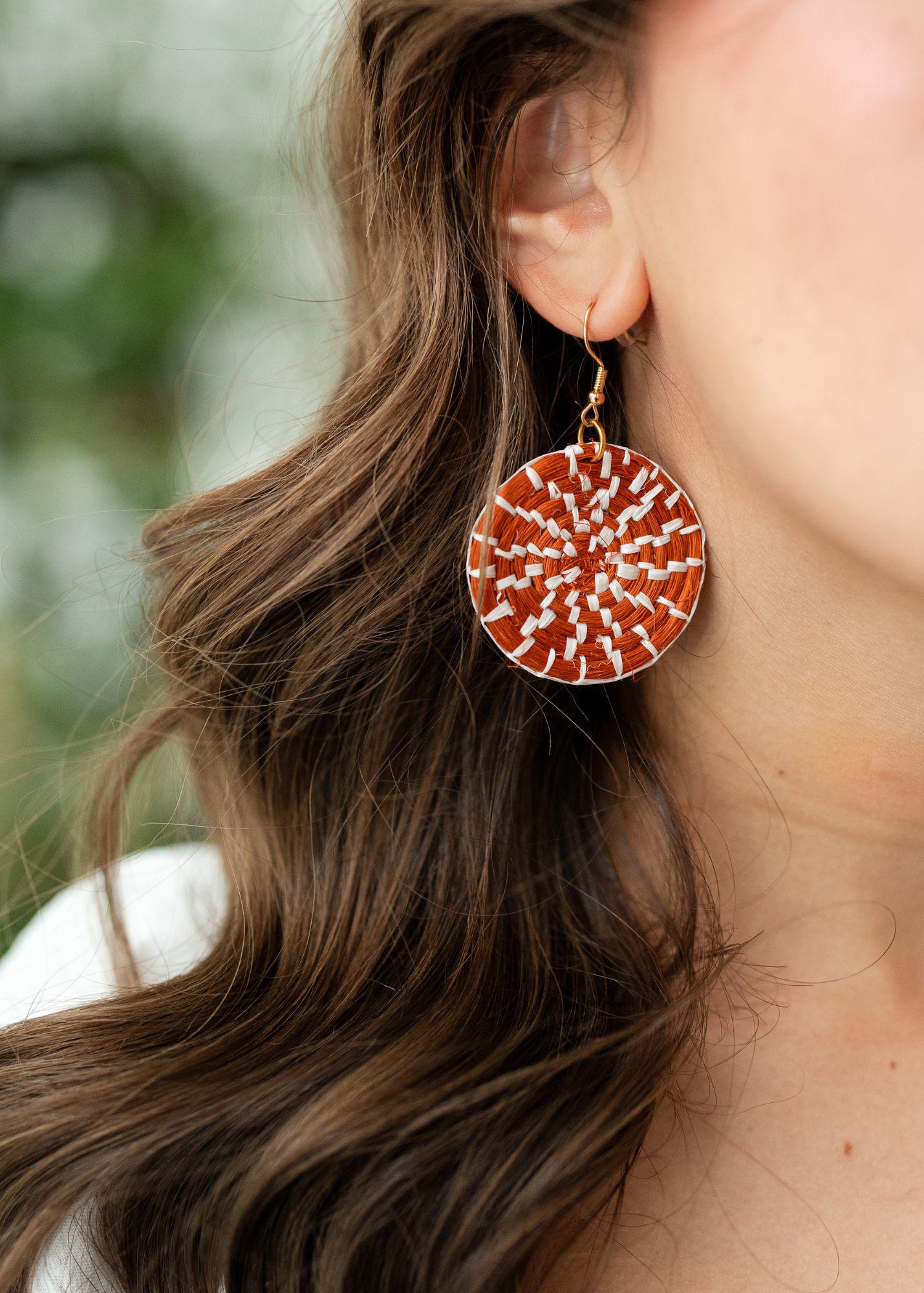 Rust Woven Basket Earrings