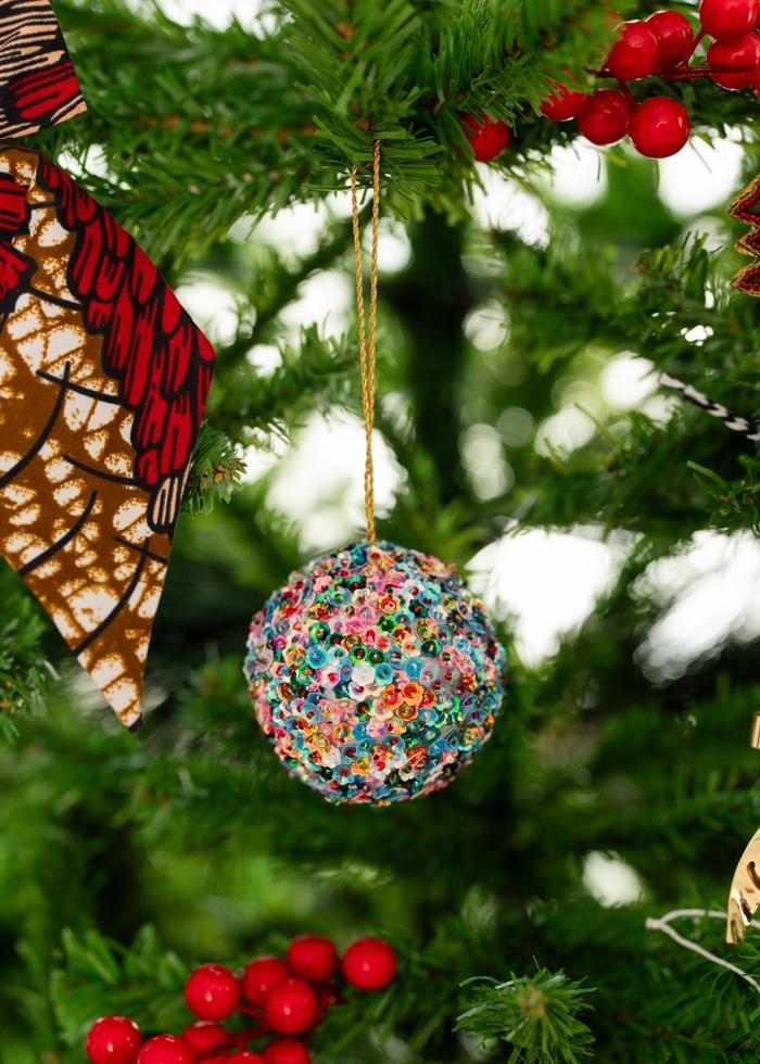Multi-Colored Sequin Ball Ornament
