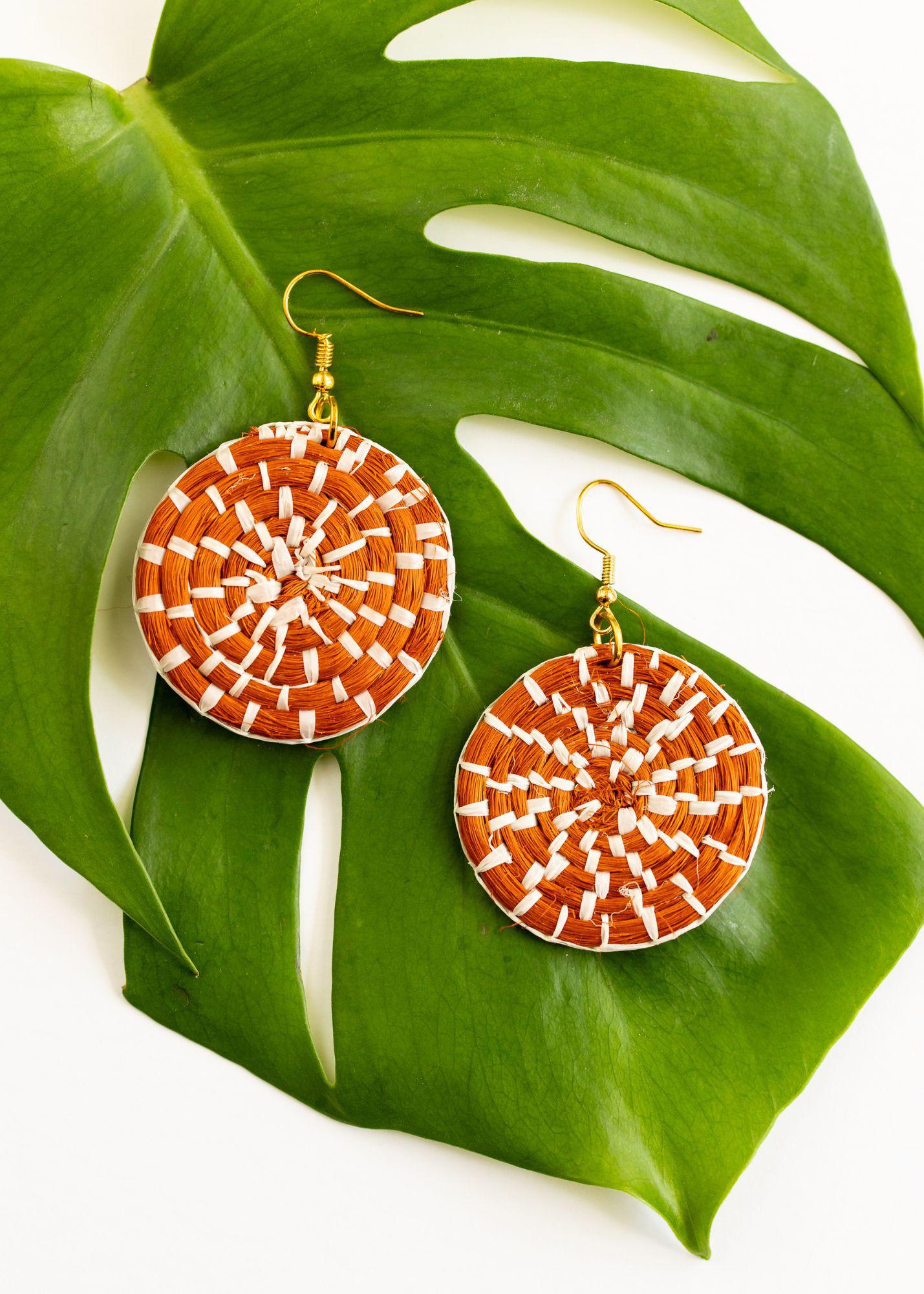 Rust Woven Basket Earrings