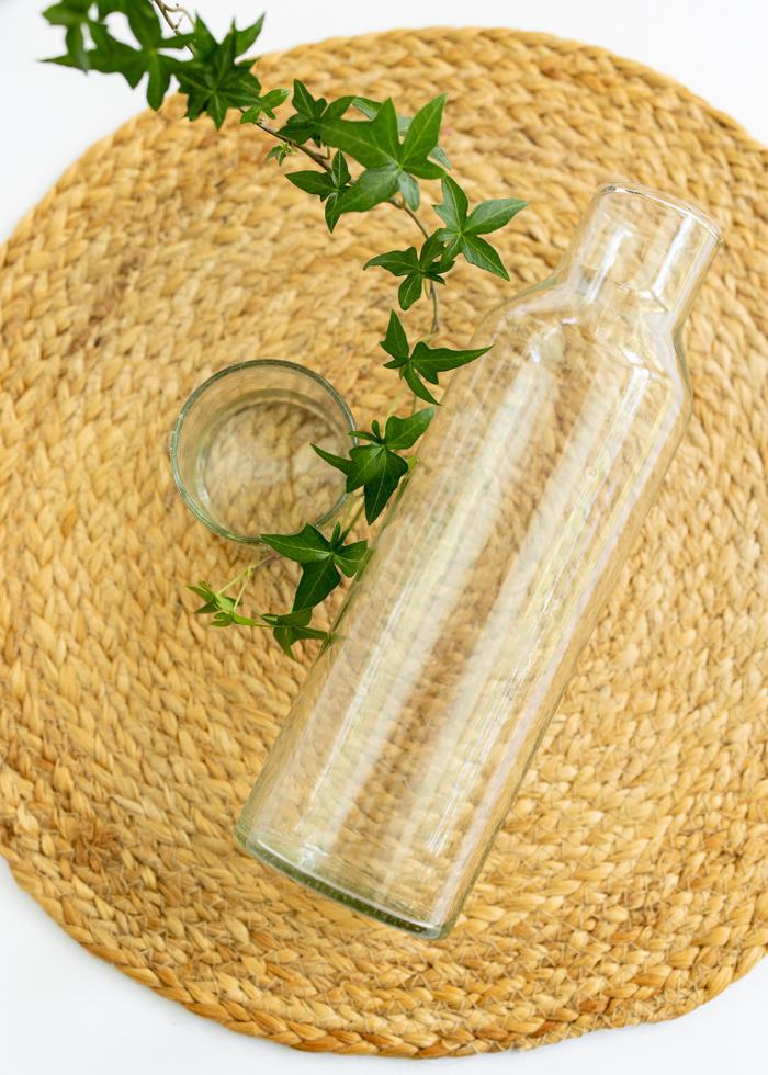 Hand Blown Glass Water Carafe + Cup