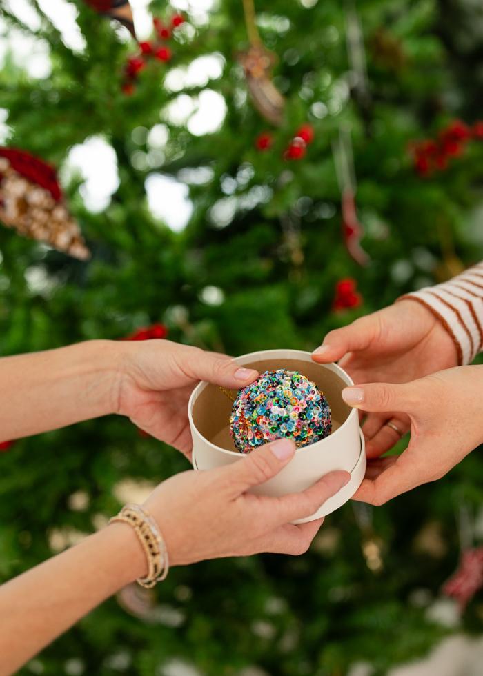 Multi-Colored Sequin Ball Ornament