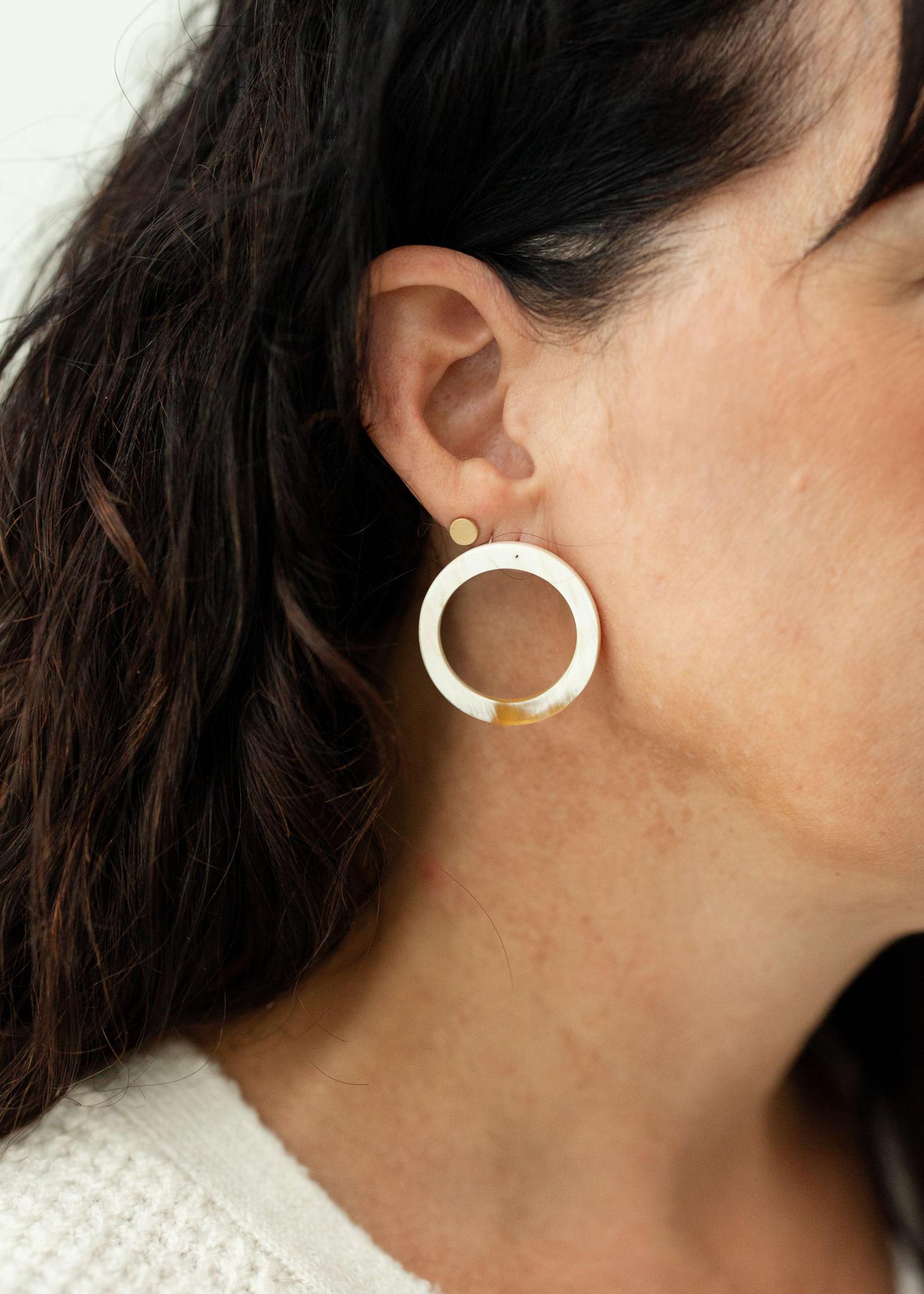 Open Circle Horn Earring