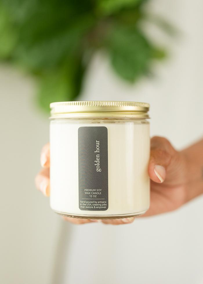 Golden Hour Candle | 12 oz Glass Jar - Mercy House Global