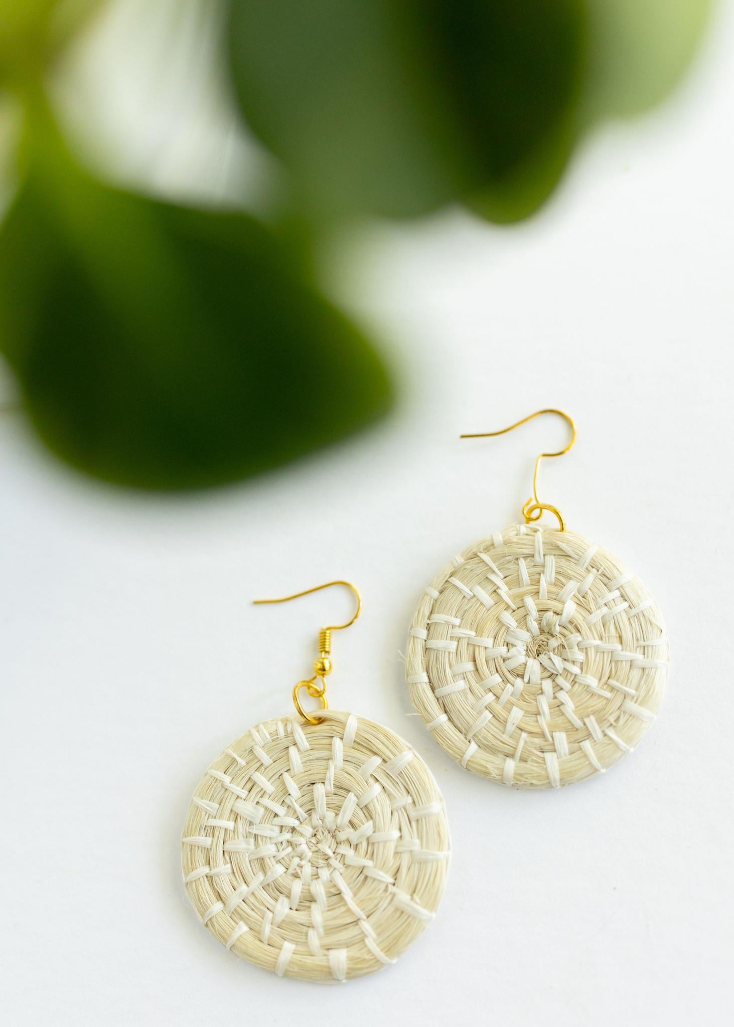 Natural Woven Basket Earrings