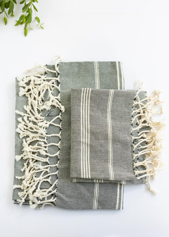 Turkish Bath + Hand Towels | Black