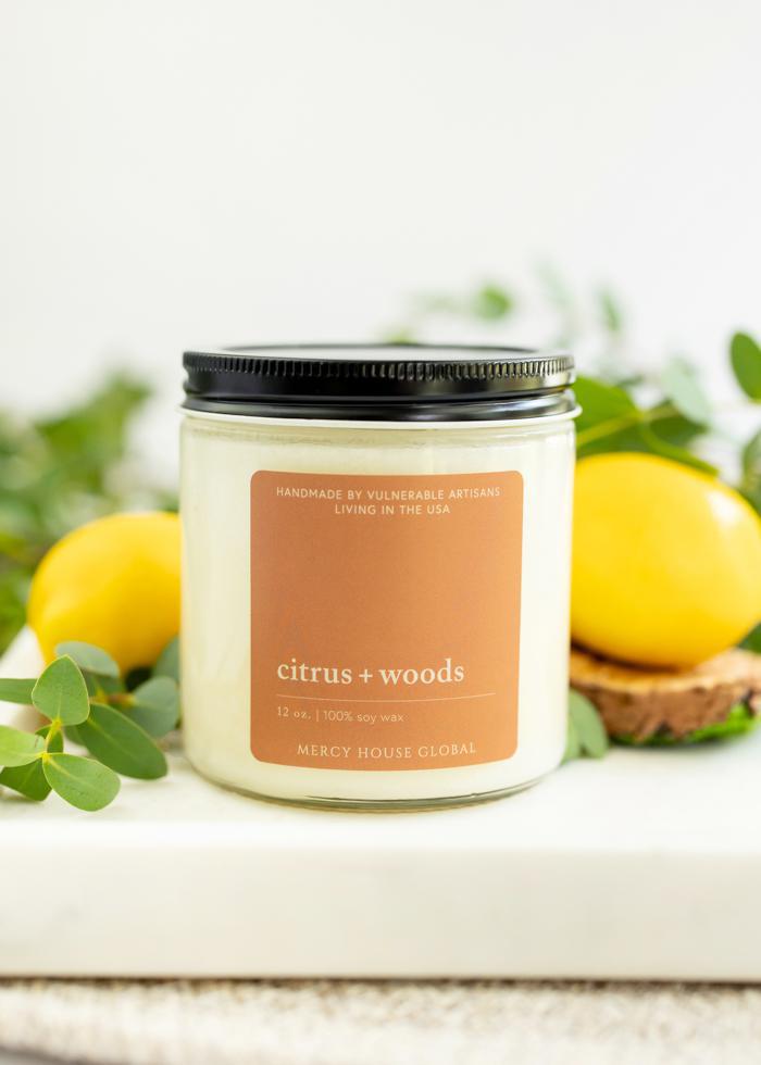 Citrus + Woods Candle | 12 oz. Glass Jar