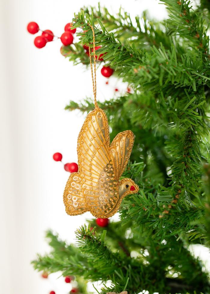 Golden Dove Beaded Ornament