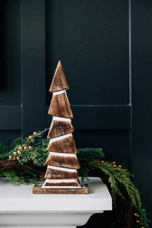 Hand-Carved Wood Winter Tree