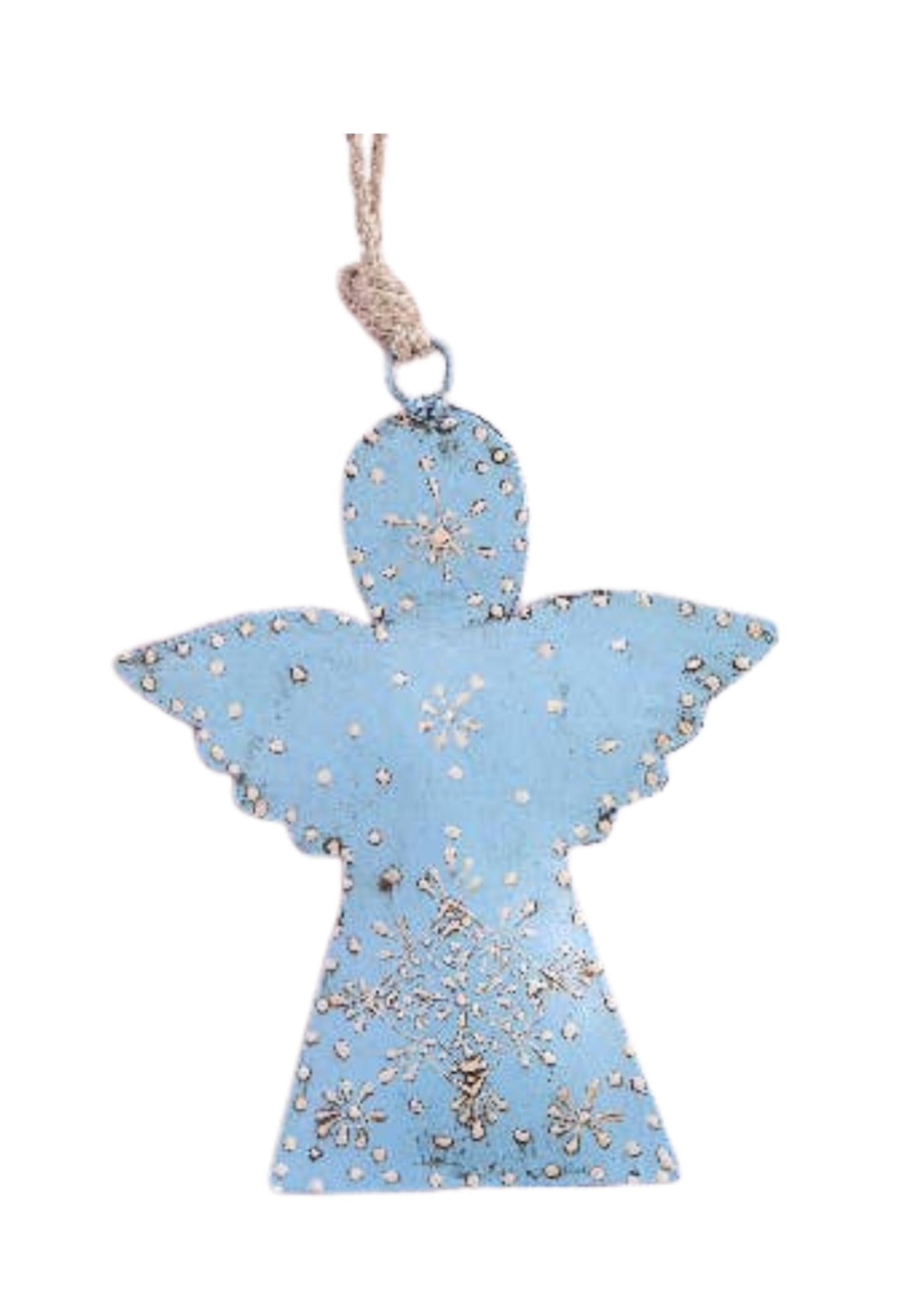 Small Blue Hanging Angel Christmas Ornament