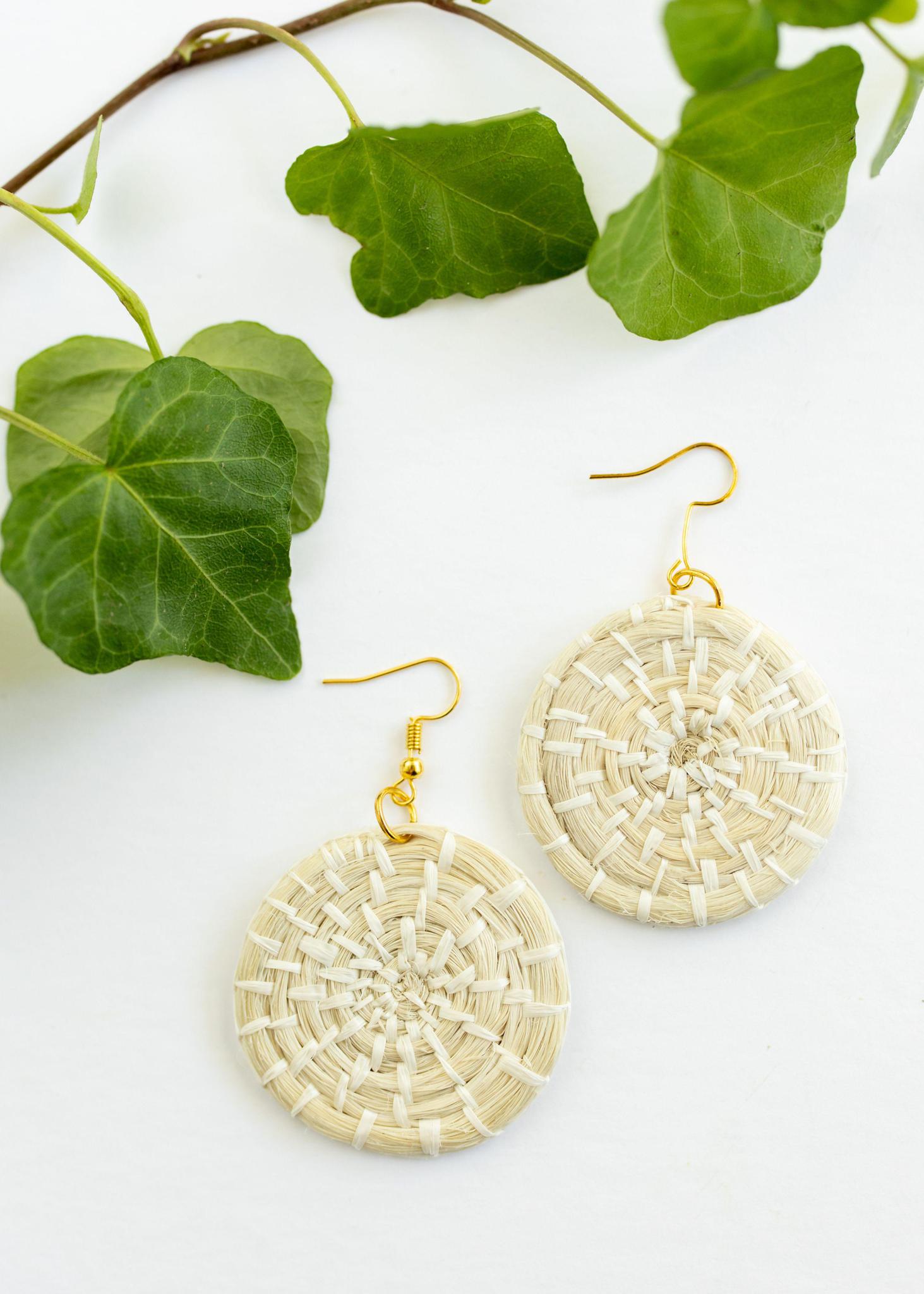 Natural Woven Basket Earrings