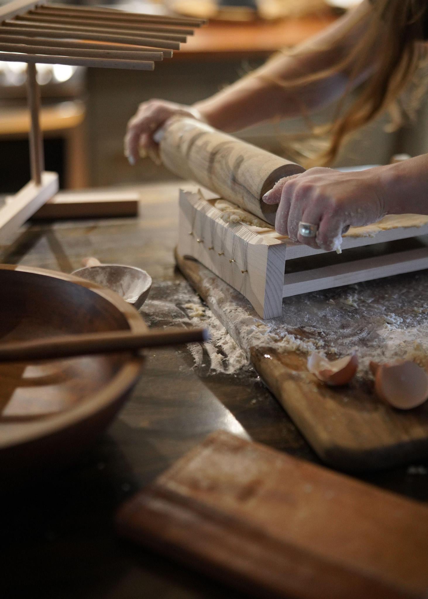 Italian Pasta Chitarra with Rolling Pin