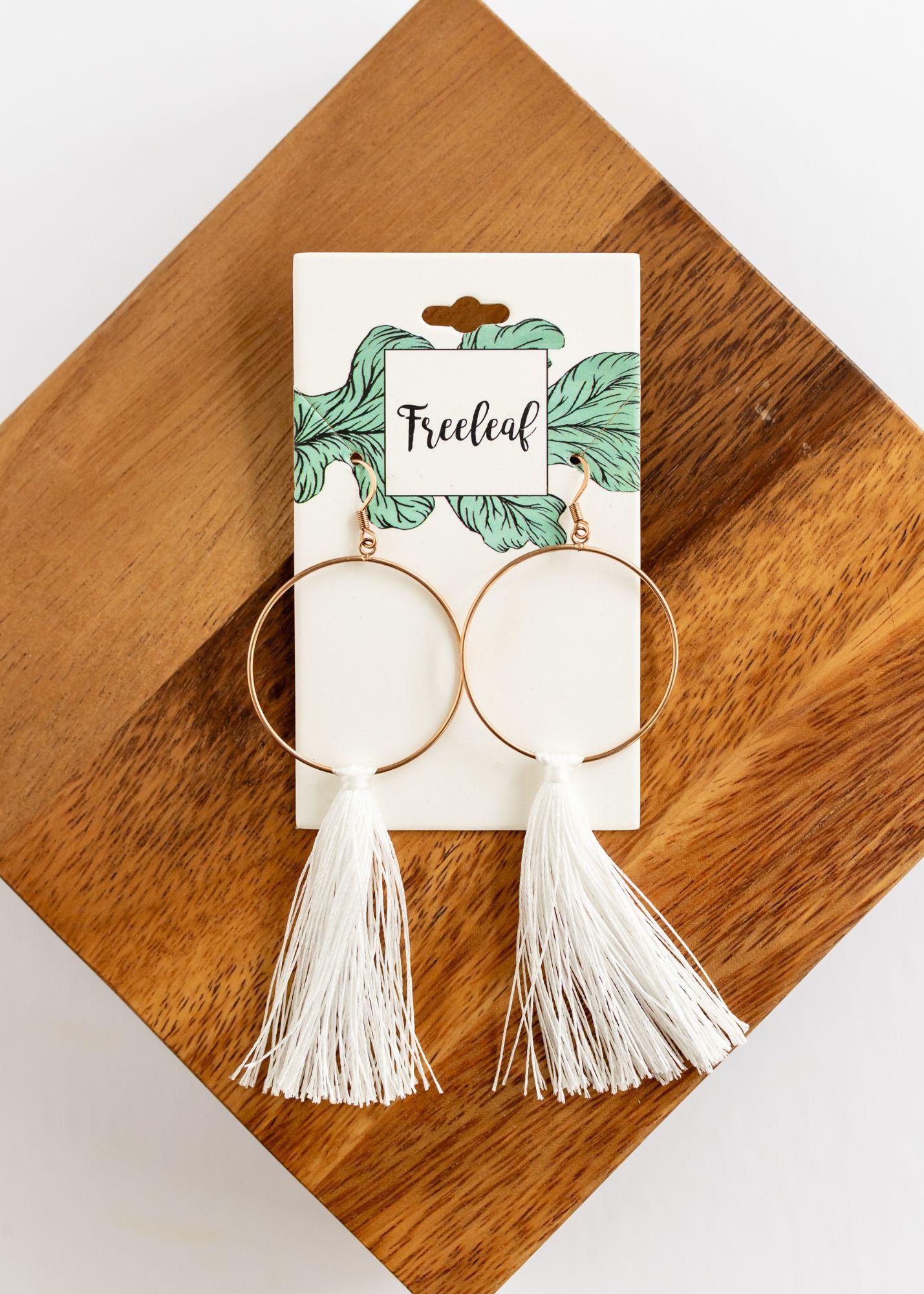 Harmony White Tassel Earrings