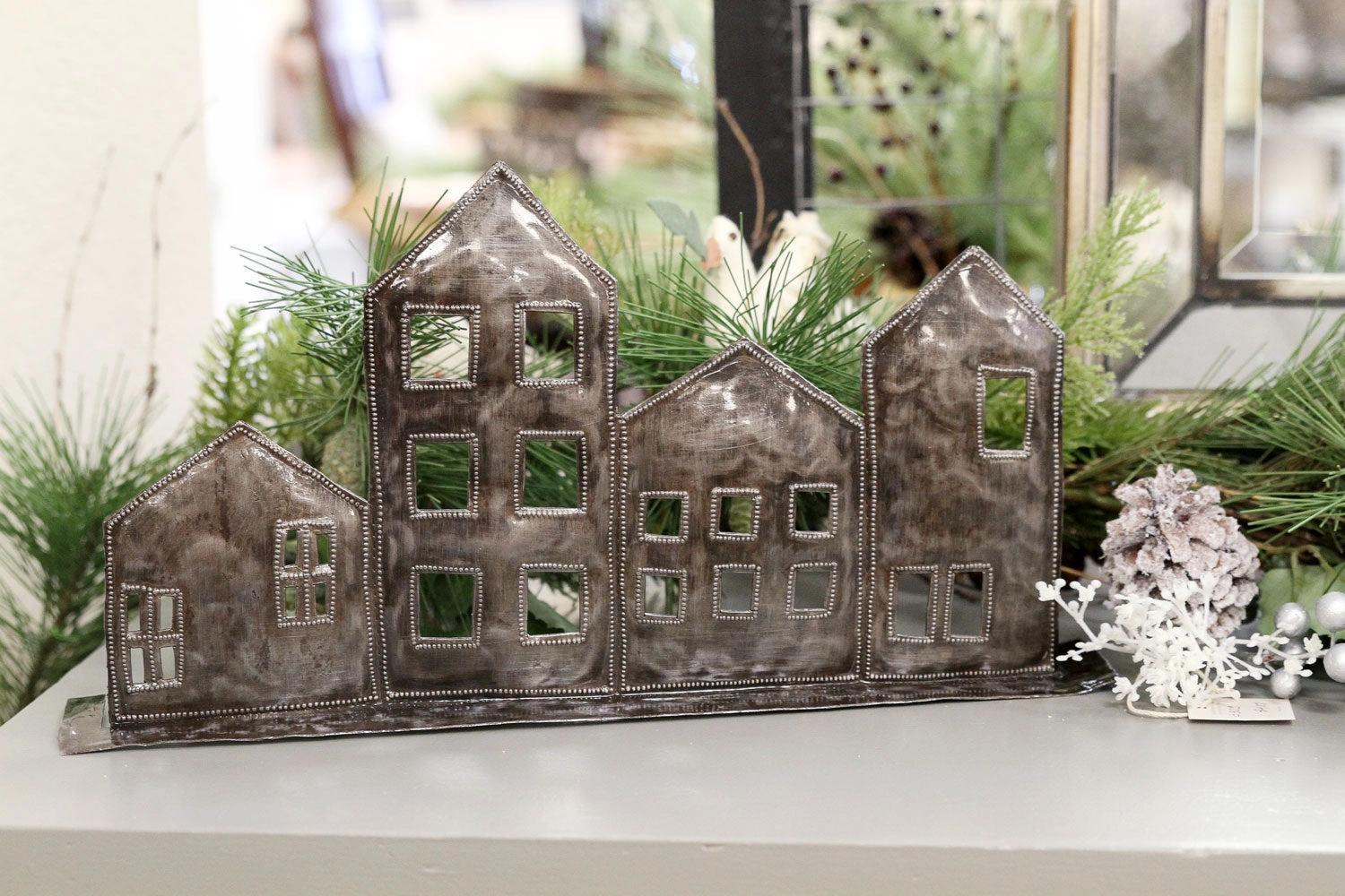 Houses Standing Metal Art