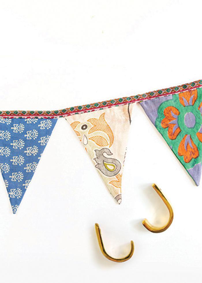 Brass Hooks | Set of 2 + Kantha Triangle Bunting