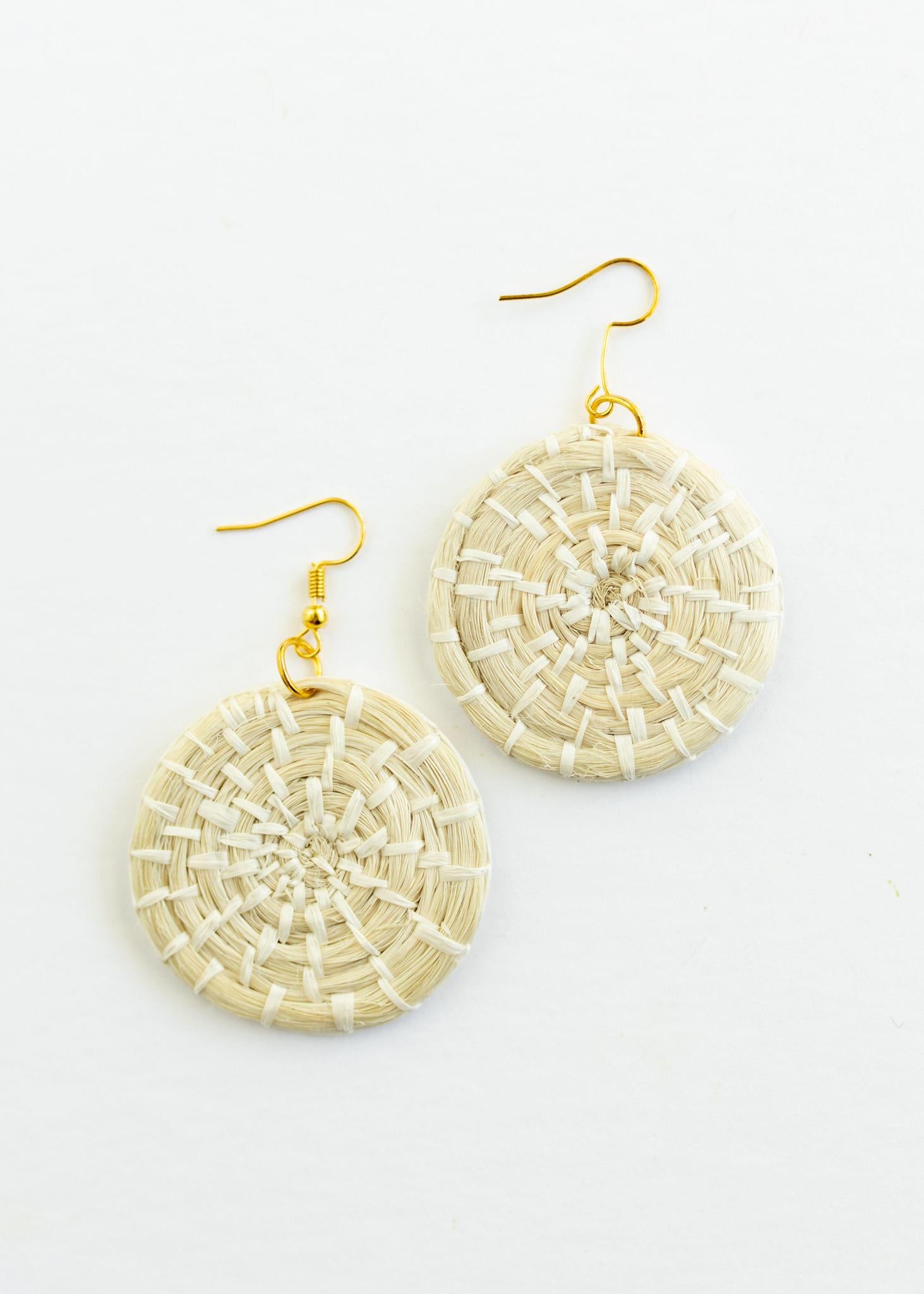 Natural Woven Basket Earrings