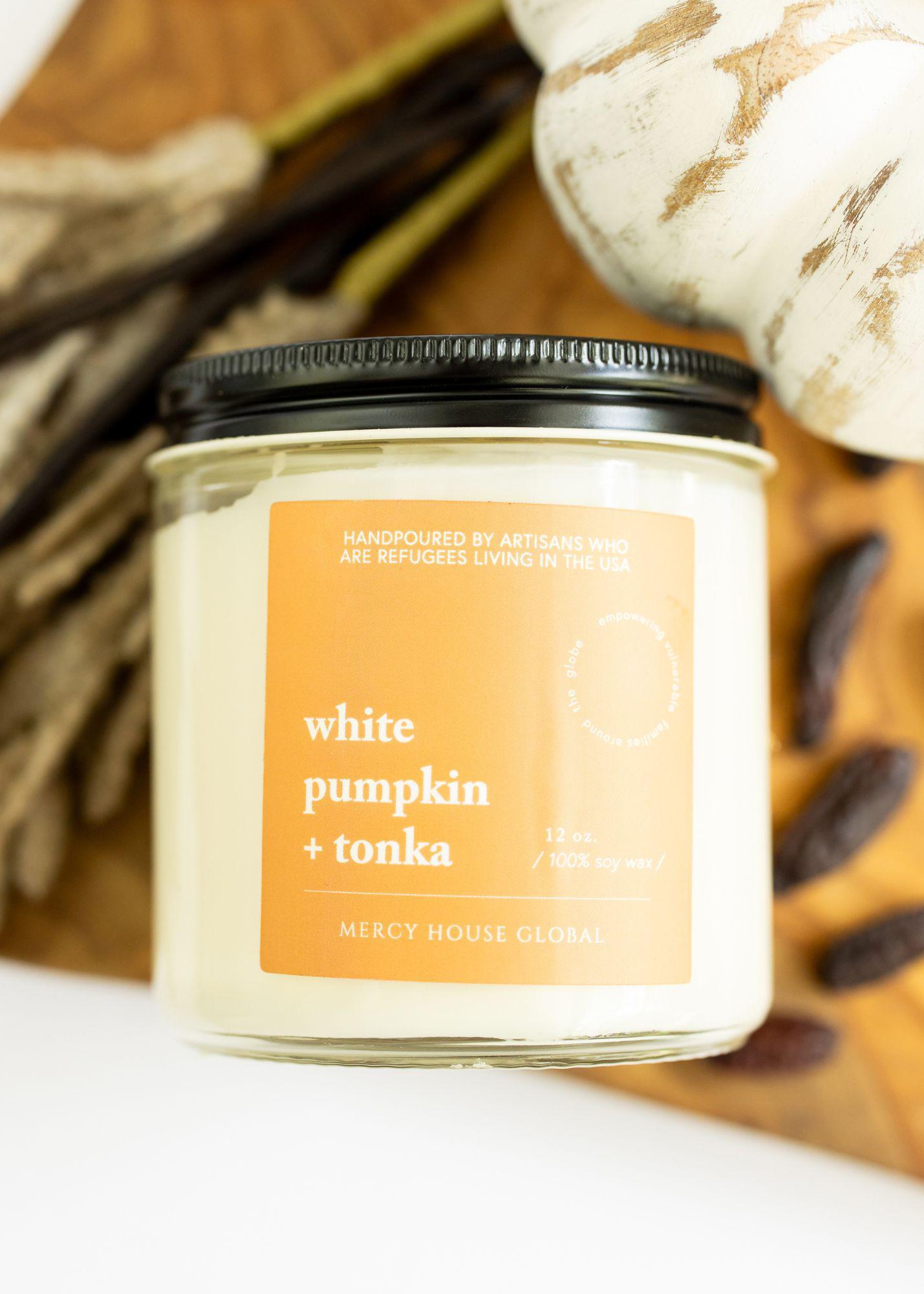 White Pumpkin + Tonka Candle | 12 oz Glass Jar