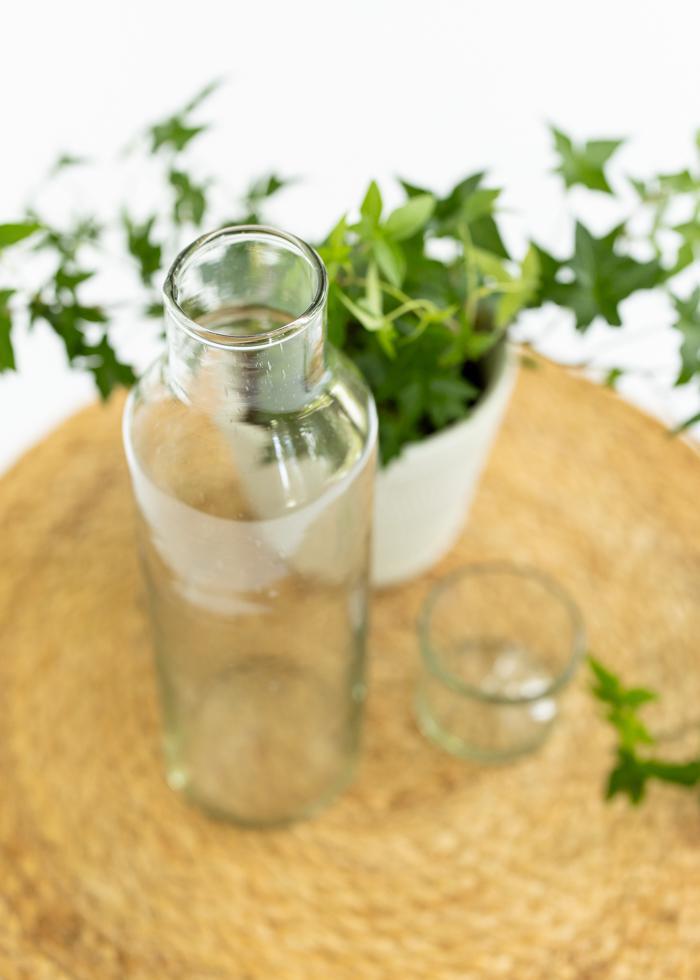 Hand Blown Glass Water Carafe + Cup