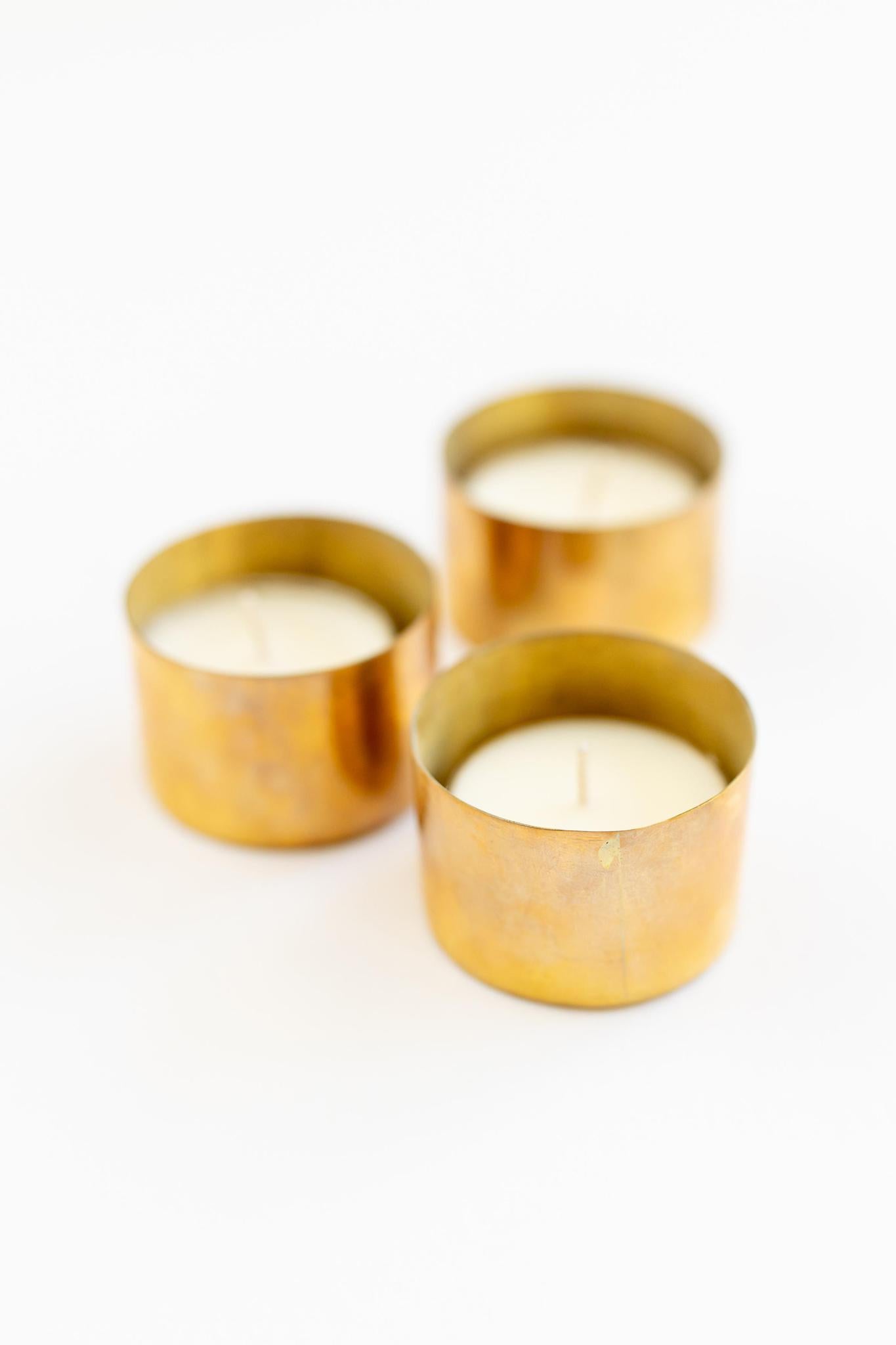 Brass Tealight Holders + FREE Frosted Juniper Tealights